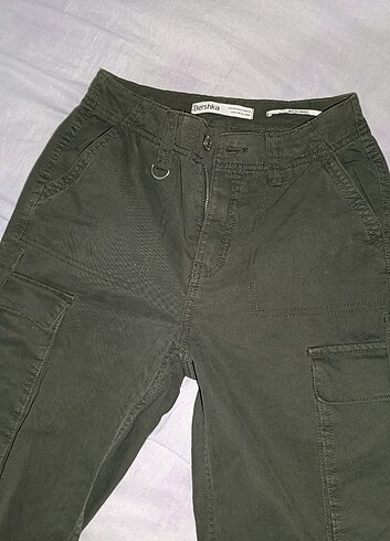 xs Beden haki Renk BERSHKA ÇOK CEPLİ KARGO PANTOLON