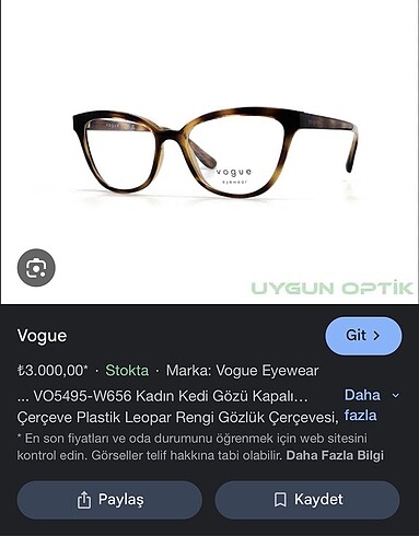 Vogue VO5495 52 Ekartman Leopar Gözlük