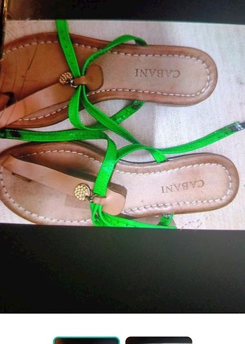 Cabani Canli Yesil Cabani İnce Bantli Sandalet