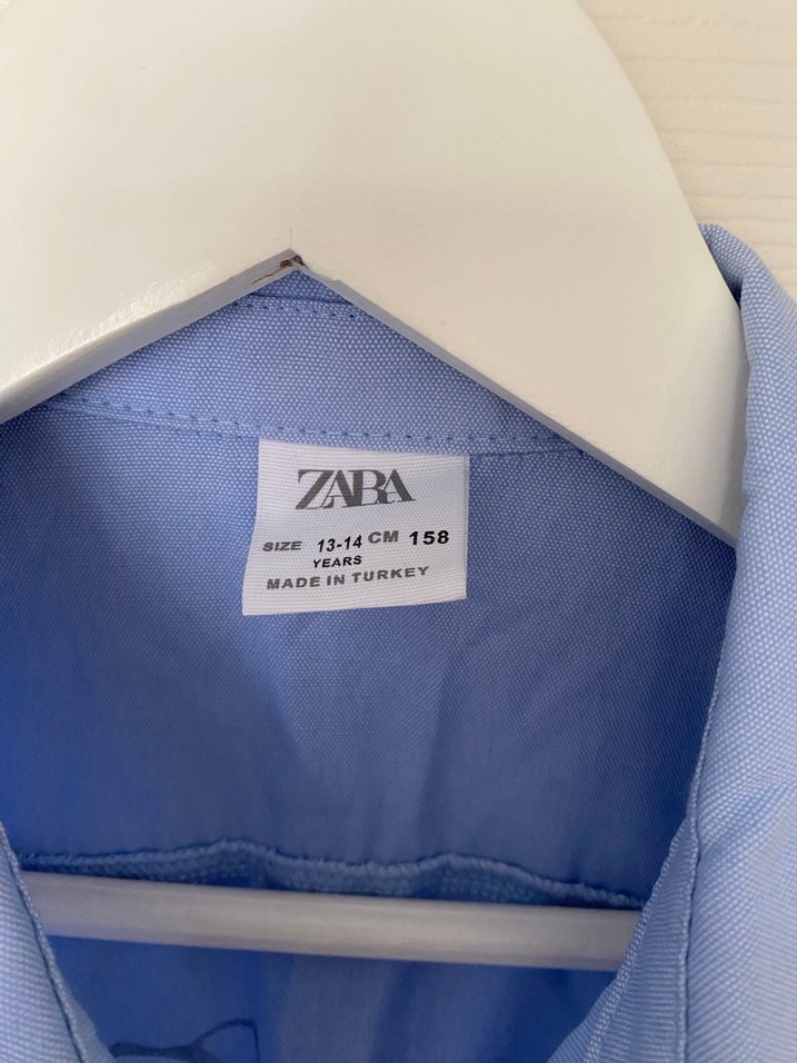 Düğmeli Mavi Pamuklu Gömlek - Görsel 2