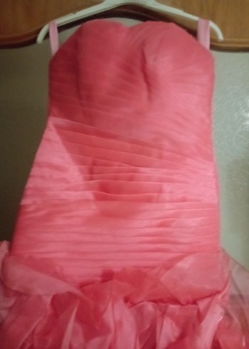 Pembe Straplez Uzun Abiye Elbise - Görsel 2