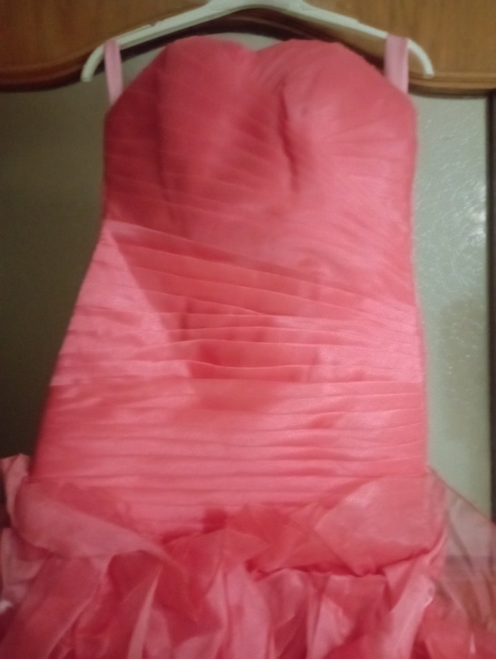 Pembe Straplez Uzun Abiye Elbise - Görsel 2