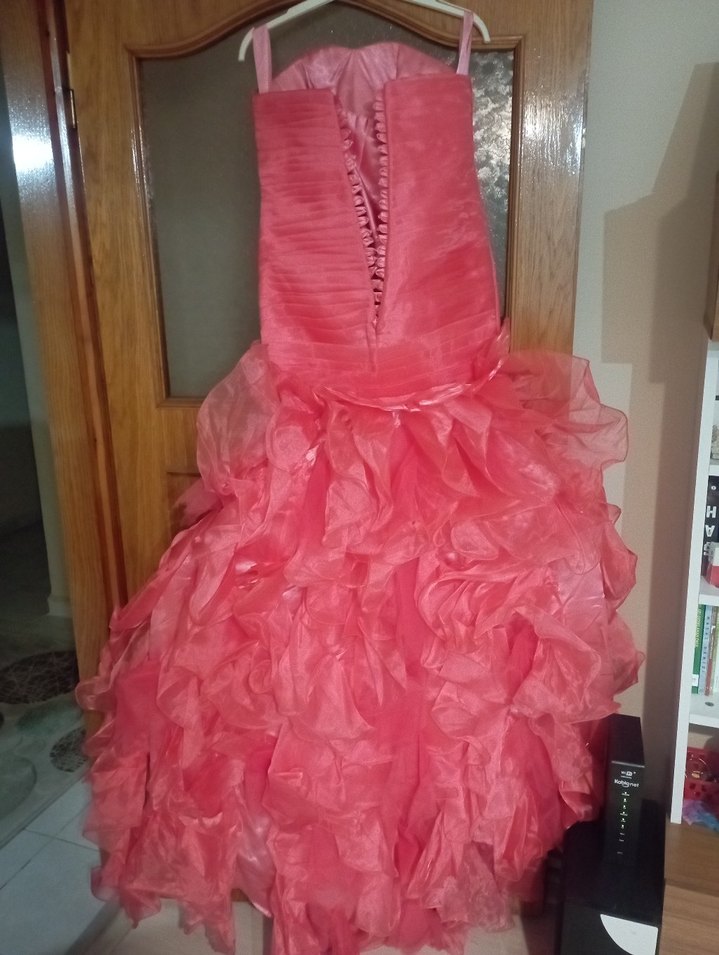 Pembe Straplez Uzun Abiye Elbise - Görsel 3