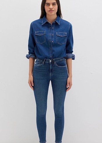 Mavi lacivert yüksek bel kot - Görsel 2