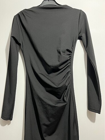s Beden Siyah drape detay maxi elbise