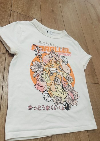 Kız Çocuk Baskılı Kısa Kollu Tişört - Görsel 5