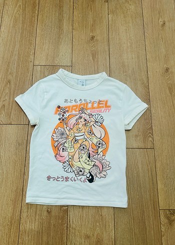 Kız Çocuk Baskılı Kısa Kollu Tişört - Görsel 4