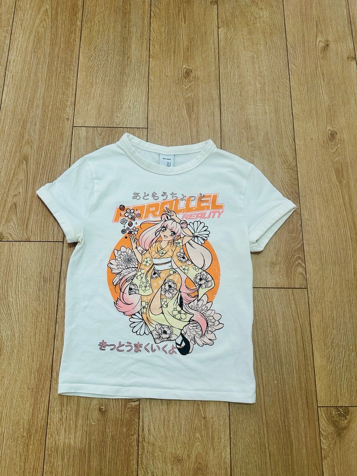 Kız Çocuk Baskılı Kısa Kollu Tişört - Görsel 4