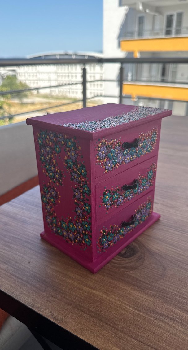 Renkli Taşlı Pembe Makyaj Organizeri - Görsel 3