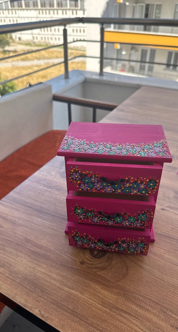 Renkli Taşlı Pembe Makyaj Organizeri - Görsel 2