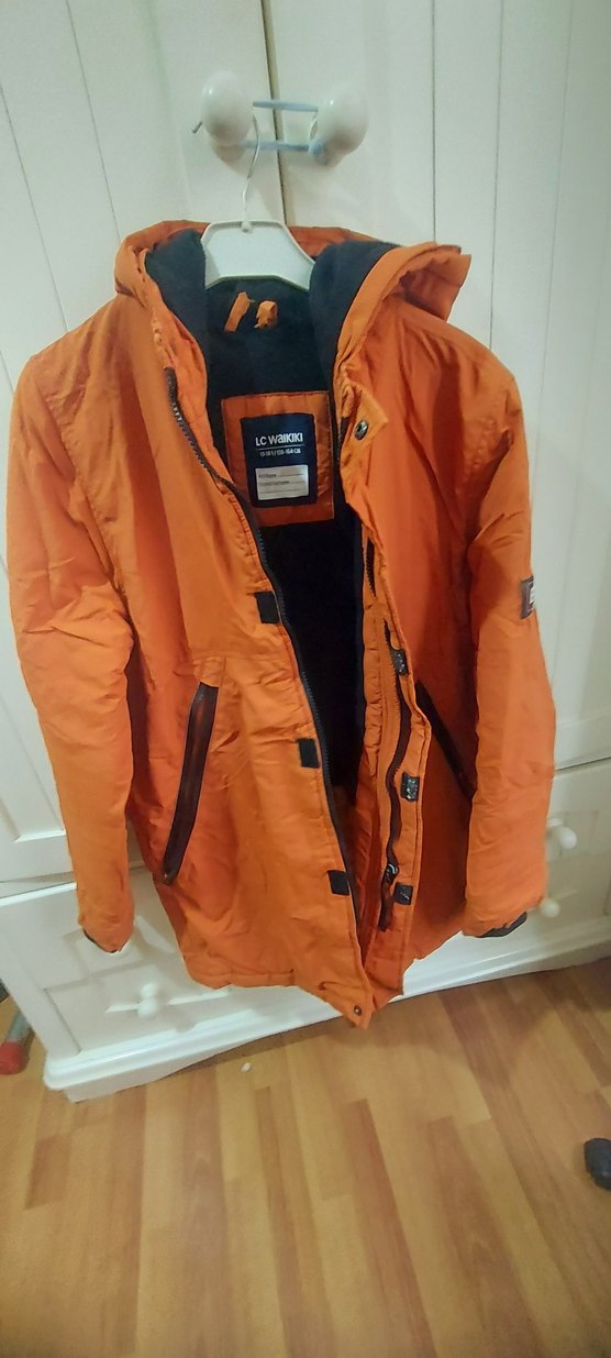 Turuncu Erkek Fermuarlı Midi Yağmurluk - Görsel 2