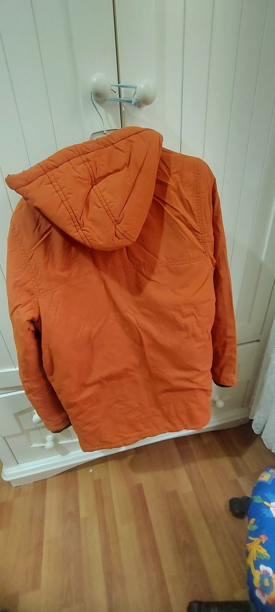 Turuncu Erkek Fermuarlı Midi Yağmurluk - Görsel 4