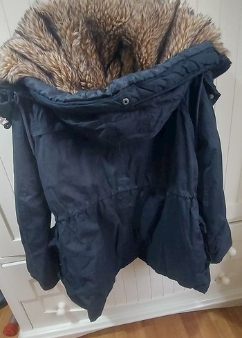 Kürklü Siyah Midi Kadın Mont - Görsel 4