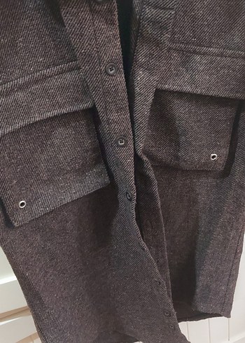 Düğmeli Kahverengi erkek Midi Yün Ceket - Görsel 3