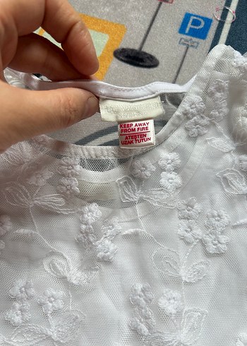 4 Yaş Beden Kız Çocuk Beyaz Dantel Nakışlı Elbise