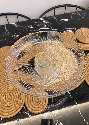 Vintage Altın Renkli Yılan Desenli Ayaklı Tabak - Görsel 2