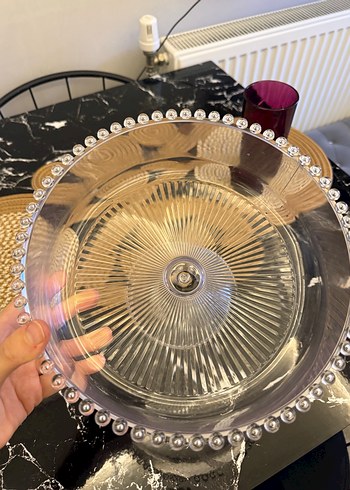 Vintage Şeffaf Ayaklı Tatlı Tabağı - Görsel 2