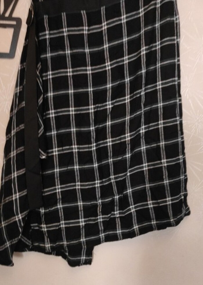 Kareli desenli s beden tarz kadın etek  - Görsel 2