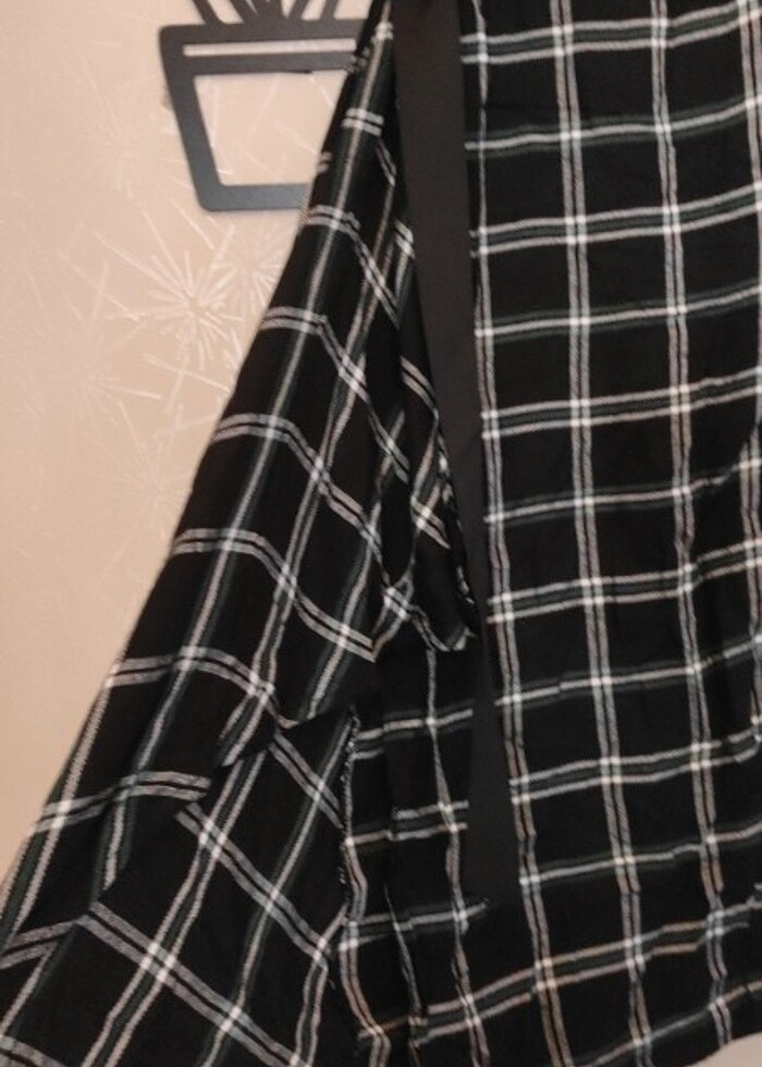 Kareli desenli s beden tarz kadın etek  - Görsel 3