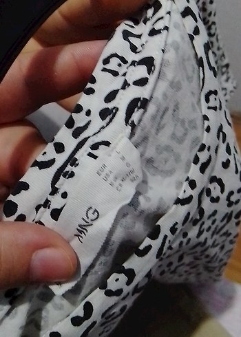 m Beden Gri Leopar Desenli Kısa Kollu Kadın Tişört