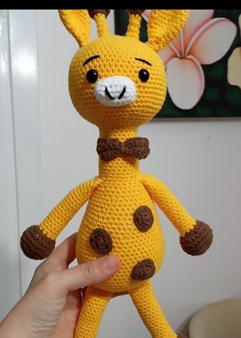 Sarı El Örgüsü Zürafa Peluş Oyuncak