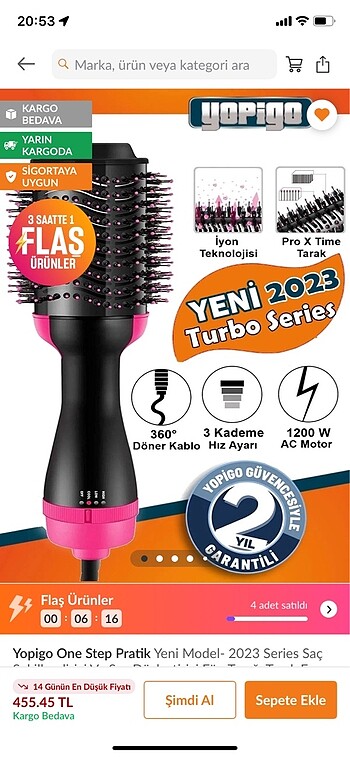  Beden Fön tarağı sıfır kutulu ürün