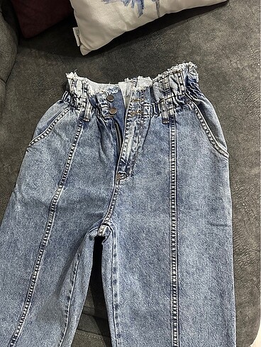 28 Beden mavi Renk Yüksek bel Beli lastikli kot pantolon
