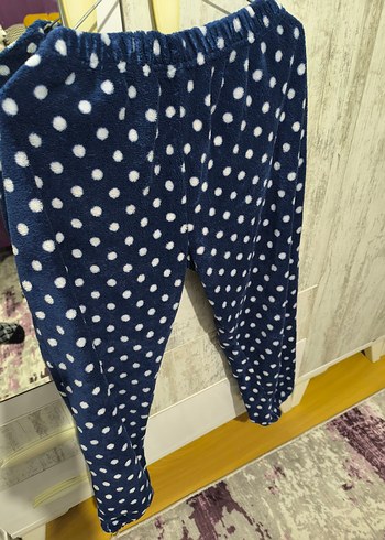 Mavi Puantiyeli Rahat Kadın polar alt - Görsel 3