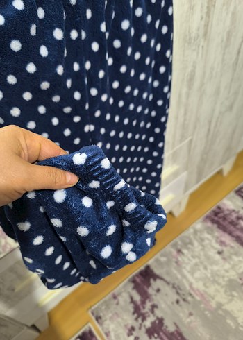 Mavi Puantiyeli Rahat Kadın polar alt - Görsel 4