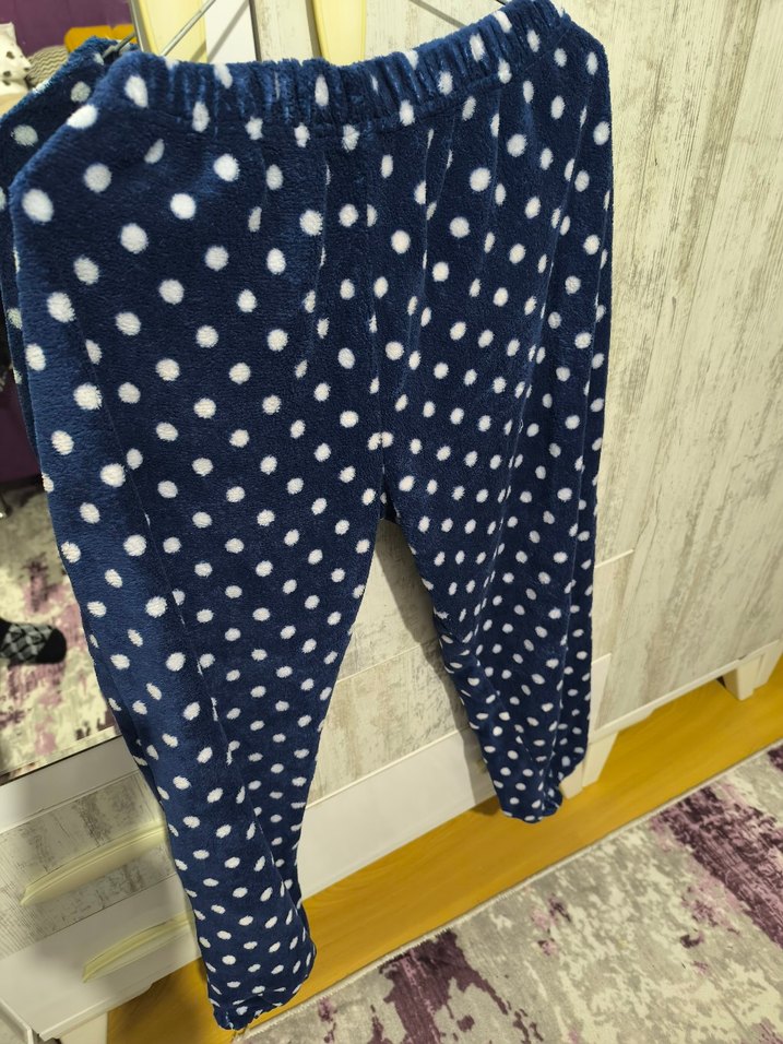 Mavi Puantiyeli Rahat Kadın polar alt - Görsel 3