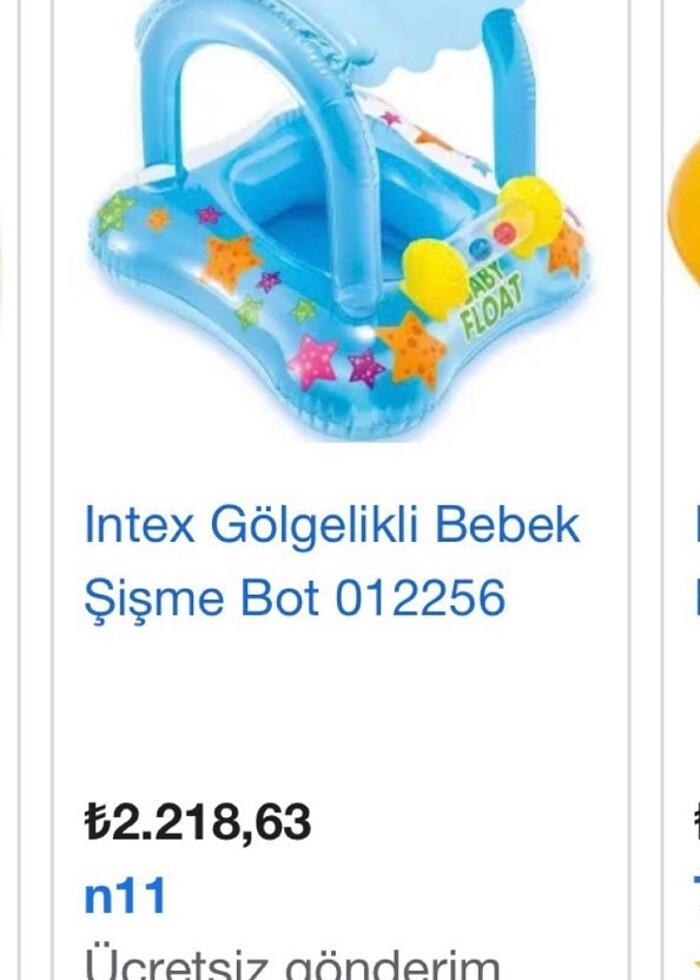 Oturaklı gölgelik li şişme çocuk bot intex - Görsel 3