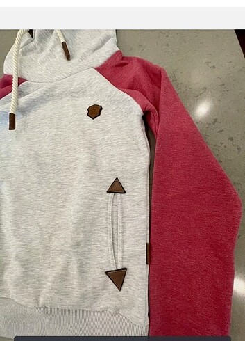 Kapşonlu xxl kırmızı gri renk - Görsel 3