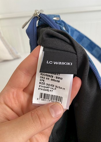 Mavi Kareli Kot Kumaş Kadın El Çantası - Görsel 5