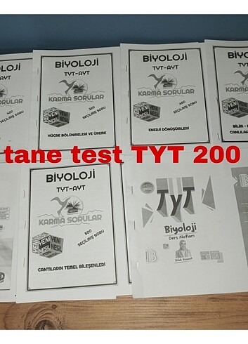 Tyt testler 7 tane 200 Tl