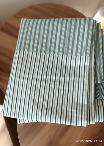 Yeşil Çizgili Çift Kişilik SADECE Nevresim - Görsel 2