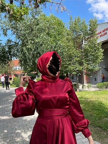 Diğer Saten bordo elbise