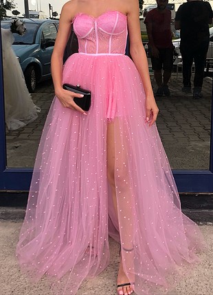 34 Beden pembe Renk Pembe özel dikim abiye