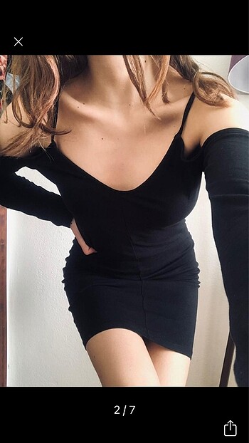 H&M h&m siyah mini uzun kollu gece elbisesi