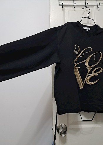 l Beden siyah Renk Siyah Uzun Kollu Kadın Sweatshirt