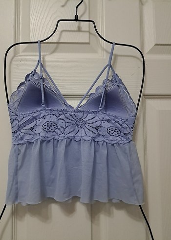 s Beden Nakışlı Mavi Bohem Mini Bralet