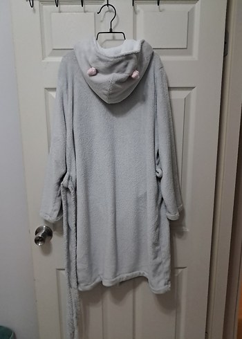 Kapüşonlu Gri Kadın sabahlık - Görsel 3