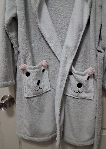 Kapüşonlu Gri Kadın sabahlık - Görsel 6