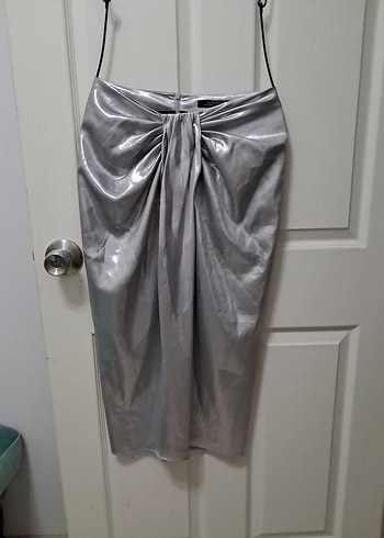Gümüş Drapeli Midi etek - Görsel 2