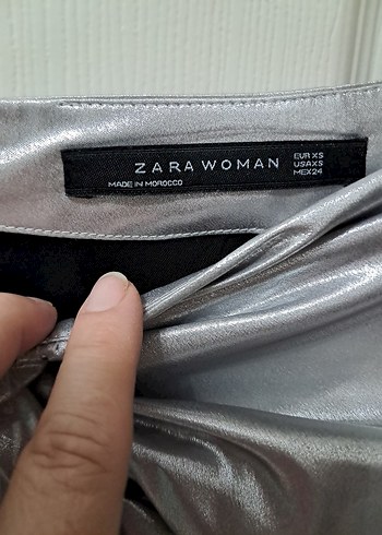 Gümüş Drapeli Midi etek - Görsel 6