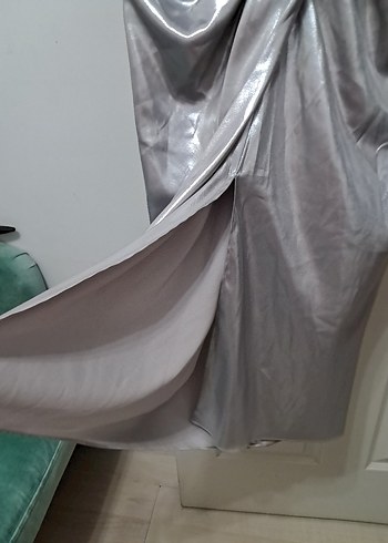 Gümüş Drapeli Midi etek - Görsel 4