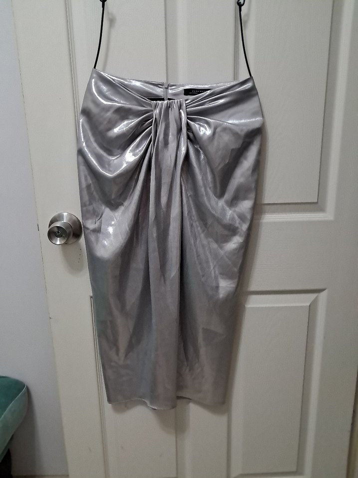 Gümüş Drapeli Midi etek - Görsel 2