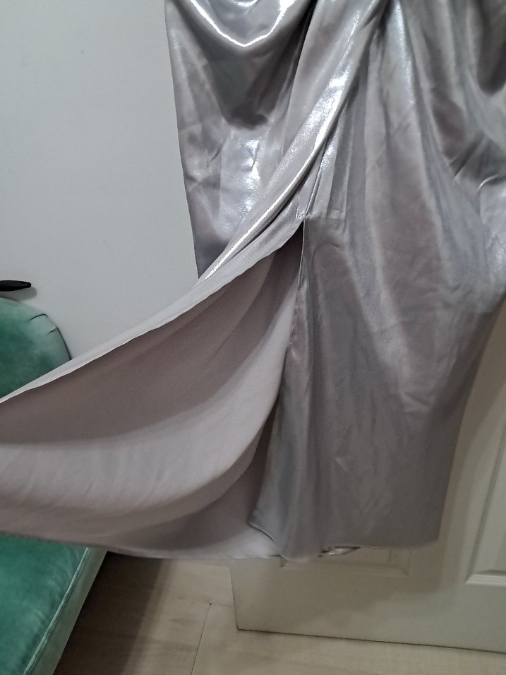 Gümüş Drapeli Midi etek - Görsel 4