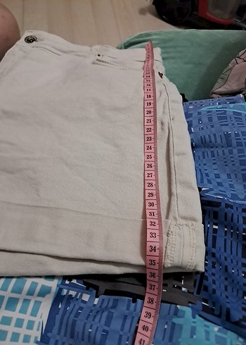 Bej Renkli Rahat Kesim Kadın Kot Şort - Görsel 5