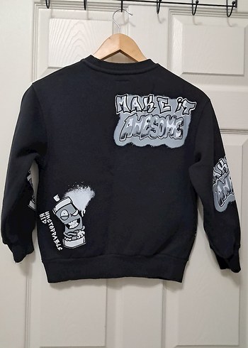 Erkek Çocuk Siyah Baskılı Sweatshirt - Görsel 2