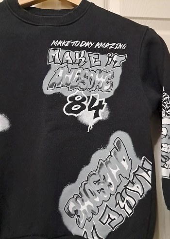 Erkek Çocuk Siyah Baskılı Sweatshirt - Görsel 3